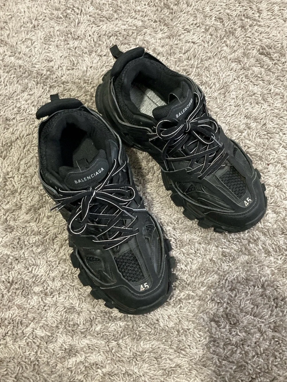 Balenciaga Black Layered Track Sneakers for Men